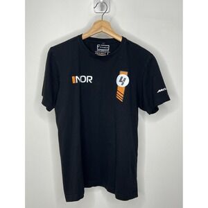 Lando Norris #4 Logo McLaren F1 T-Shirt Mens Large Black Cotton Graphic Tee